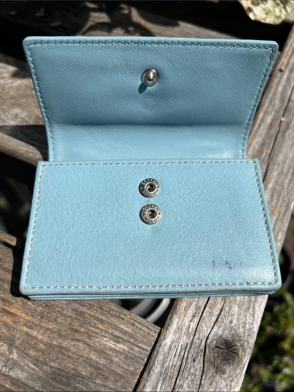 Coach Small Leather Wallet in Baby Blue - Picture 3 of 6